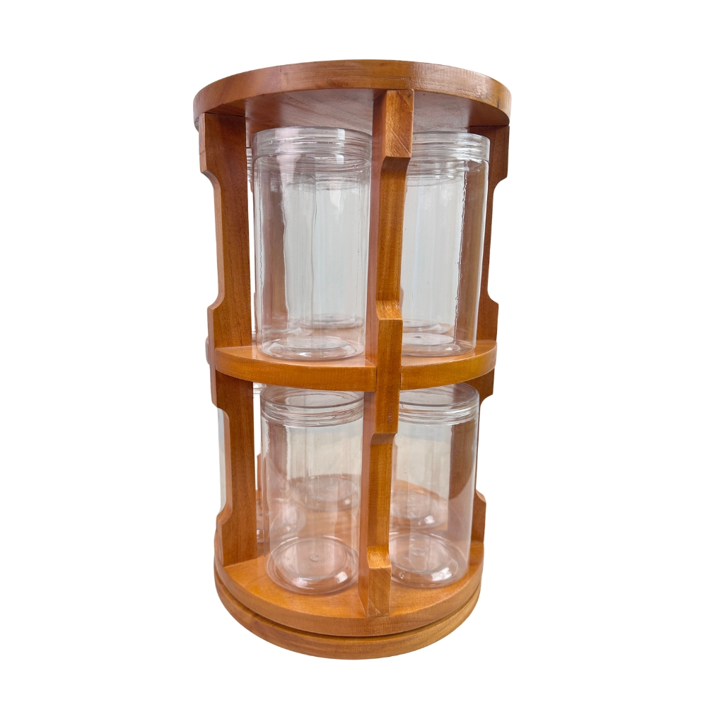 Solid Wood Kitchen Spice Rack with 10 Jars